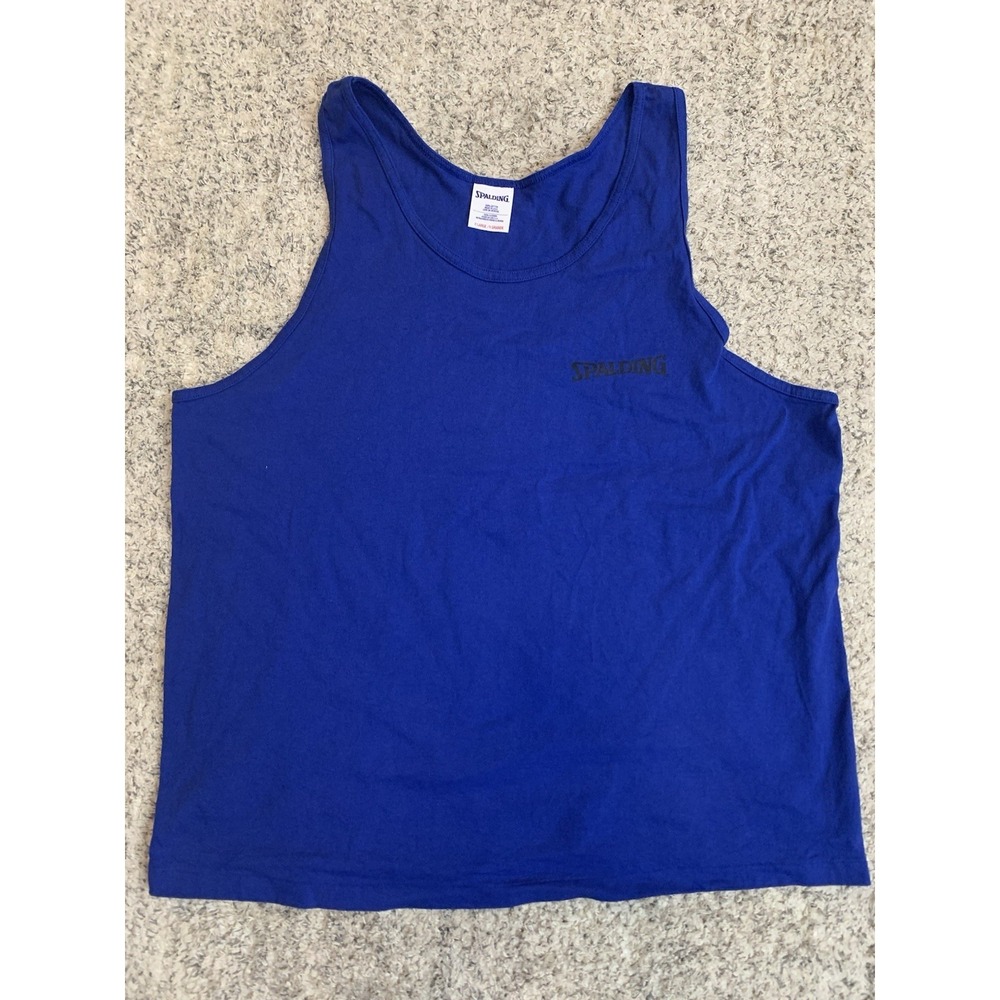 Vintage Spalding Tank Top Shirt XL Blue 90's Logo Gym Basketball Workout USA